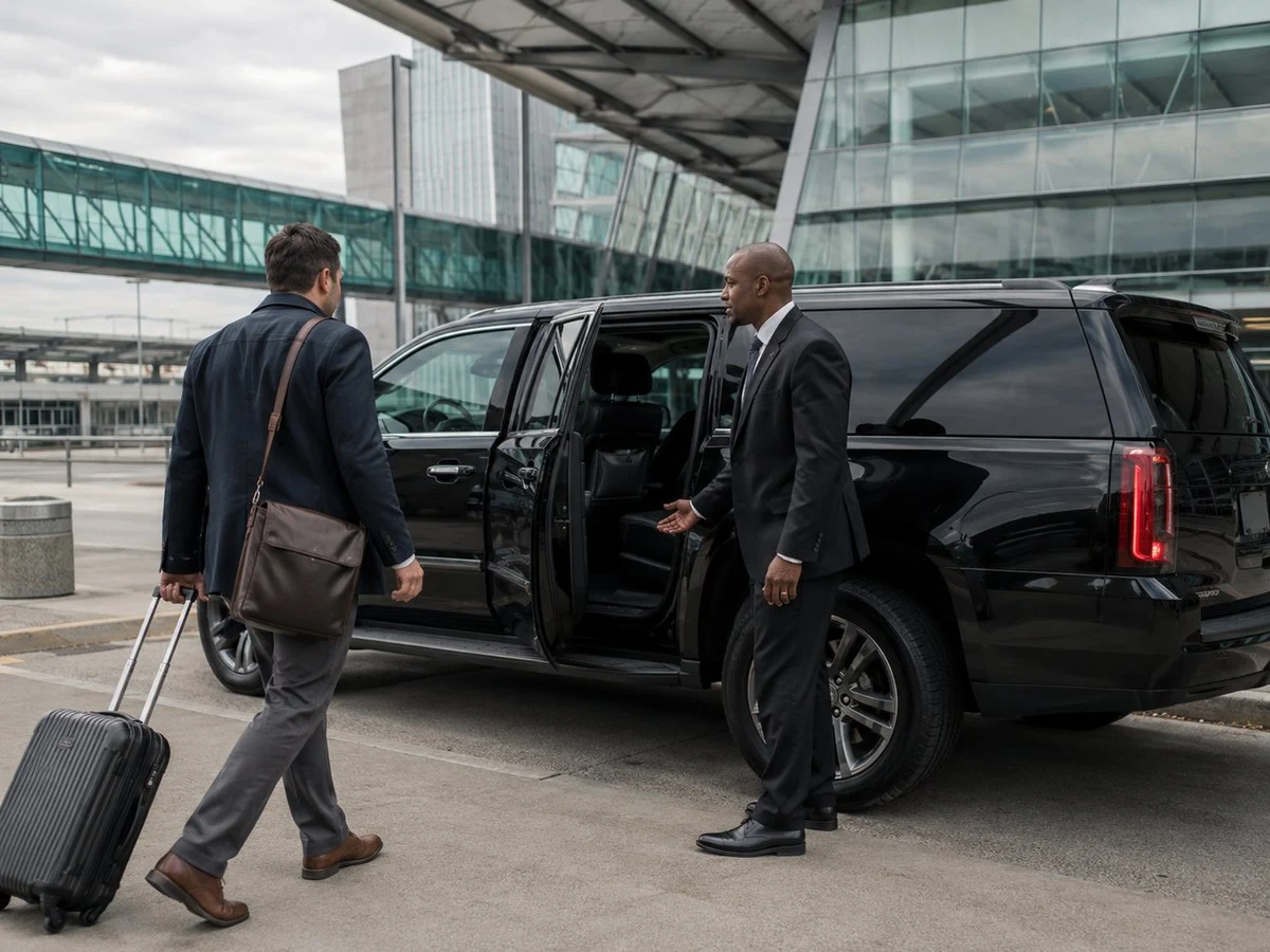 Chauffeur welcoming a business traveler at the airport