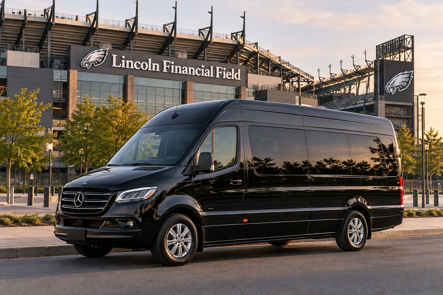 Black Mercedes-Benz Sprinter at Lincoln Financial Field